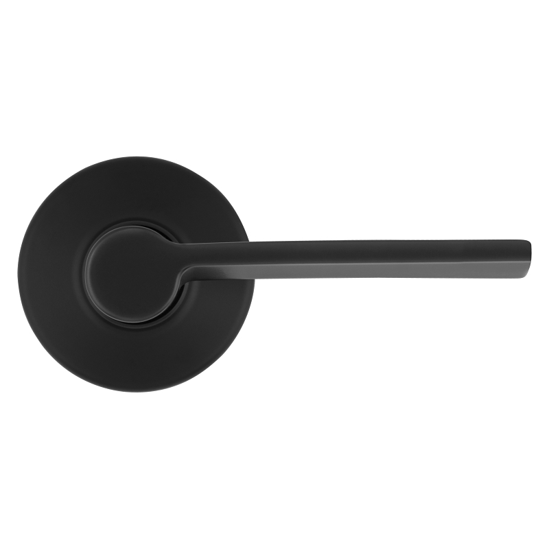 Kwikset 200LRL RDT 514 CP Round Rose Passage Door Lock, Lever Handle, Zinc, Matte Black, 2-3/8 to 2-3/4 in Backset