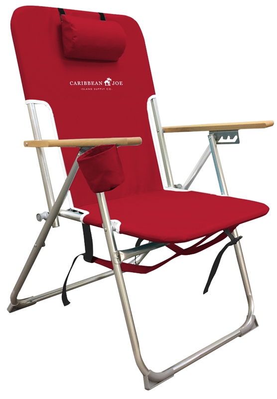 Caribbean Joe CJ-7779 Beach Chair, 25 in W, 23 in D, 35-1/2 in H, Aluminum/Steel Frame, Polyester Seat