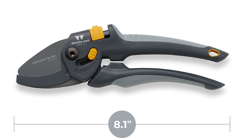 Woodland Tools Co 05-2004-100 Heavy-Duty Pruner, 5/8 in Cutting Capacity, HCS Blade, Anvil Blade, 8.1 in OAL