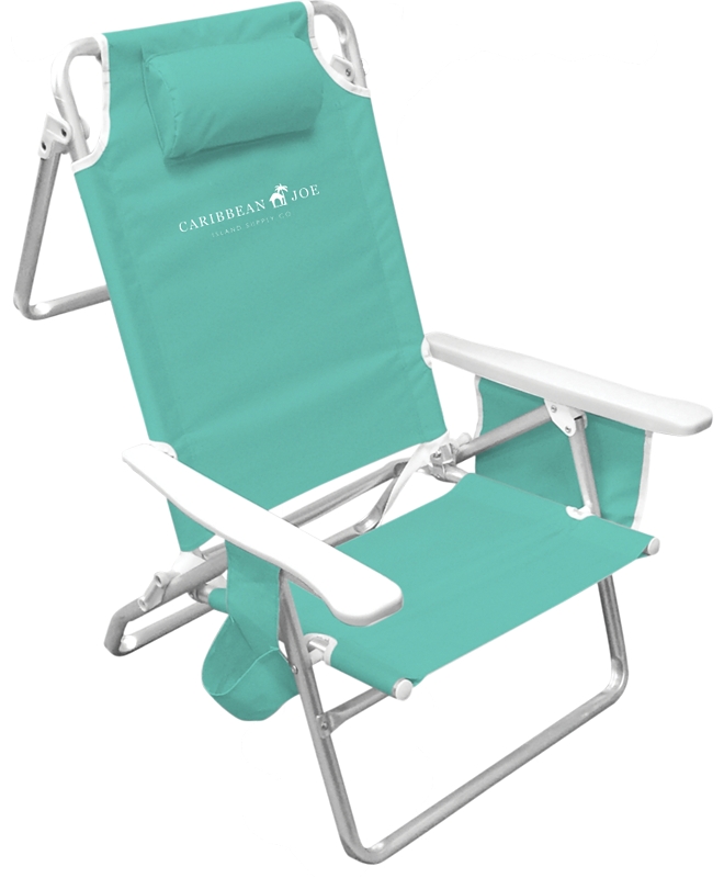 Caribbean Joe CJ-7750 Deluxe Beach Chair, 24-1/2 in W, 19 in D, 32 in H, Aluminum Frame, Polyester Seat