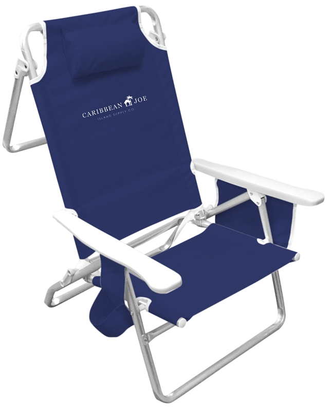 Caribbean Joe CJ-7750 Deluxe Beach Chair, 24-1/2 in W, 19 in D, 32 in H, Aluminum Frame, Polyester Seat