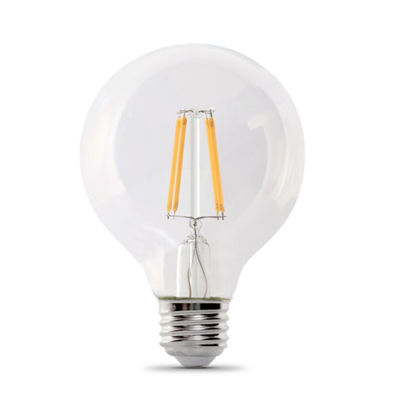Feit Electric G2560/950CA/FIL/3/RP LED Bulb, Globe, 500 Lumens, 5.5 W, G25 Lamp, 60 W Equivalent, E26 Lamp Base, Clear