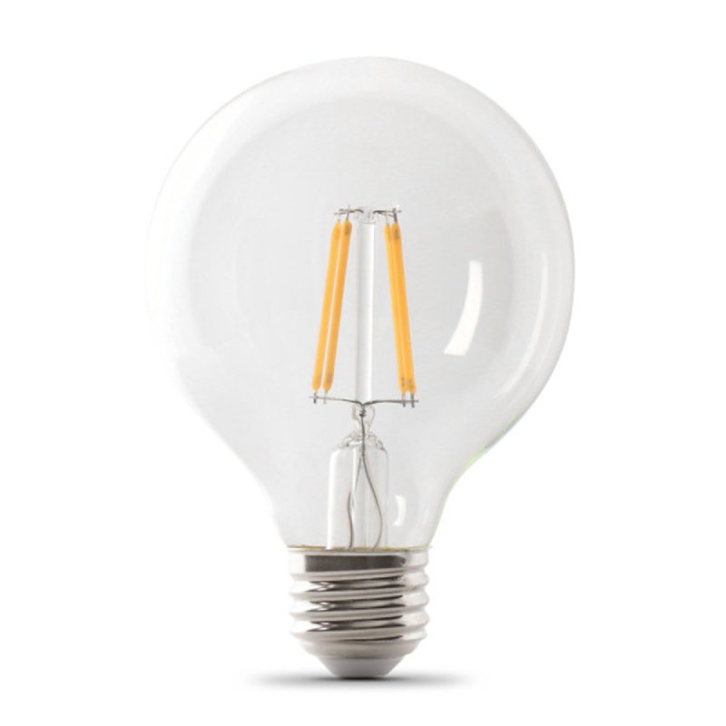 Feit Electric G2560/930CA/FIL/3/RP LED Light Bulb, G25 Lamp, 60 W Equivalent, E26 Medium Lamp Base, Dimmable, Clear