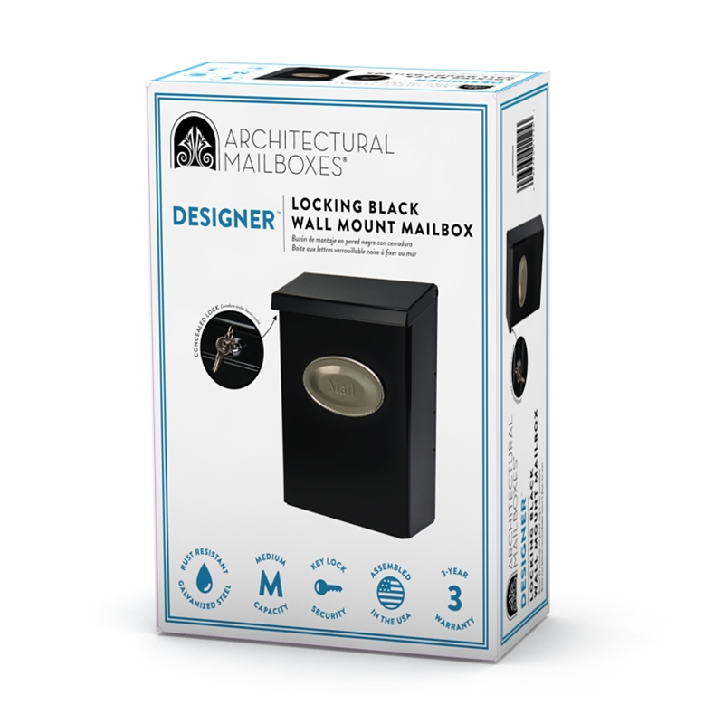 Gibraltar Mailboxes Designer Series DVK00000 Mailbox, 440 cu-in Capacity, Galvanized Steel, Powder-Coated, Black
