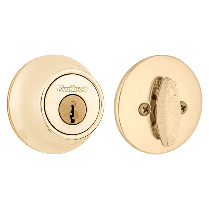 Kwikset 6603RCALRCSK3BX Deadbolt, Polished Brass, 2-3/8 to 2-3/4 in Backset, K3 Keyway