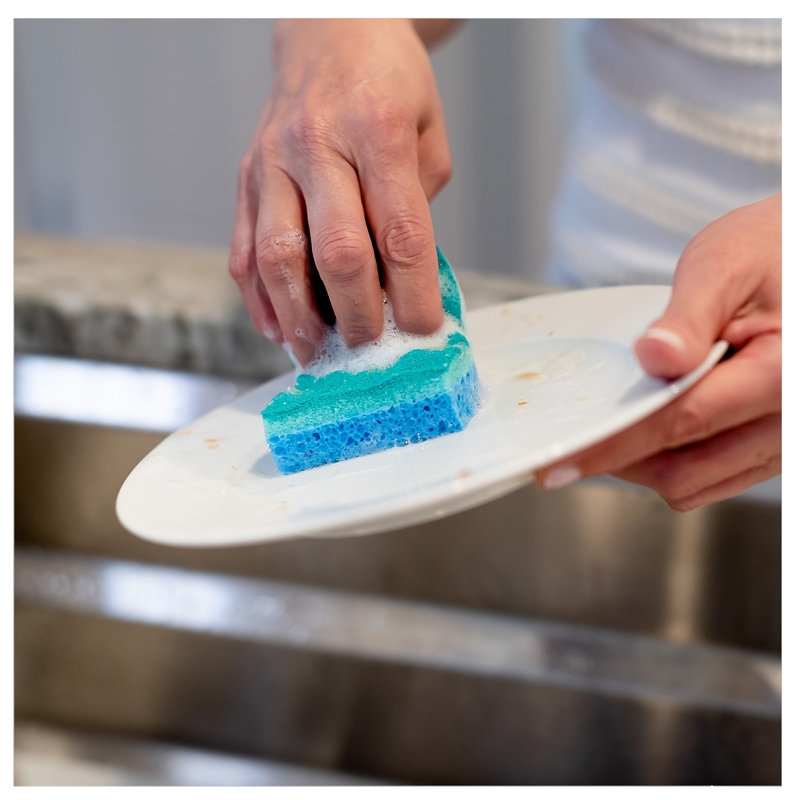 O-Cedar 169431 Medium-Duty Scrubber Sponge, 4-1/4 in L, 2.63 in W, Blue/Green