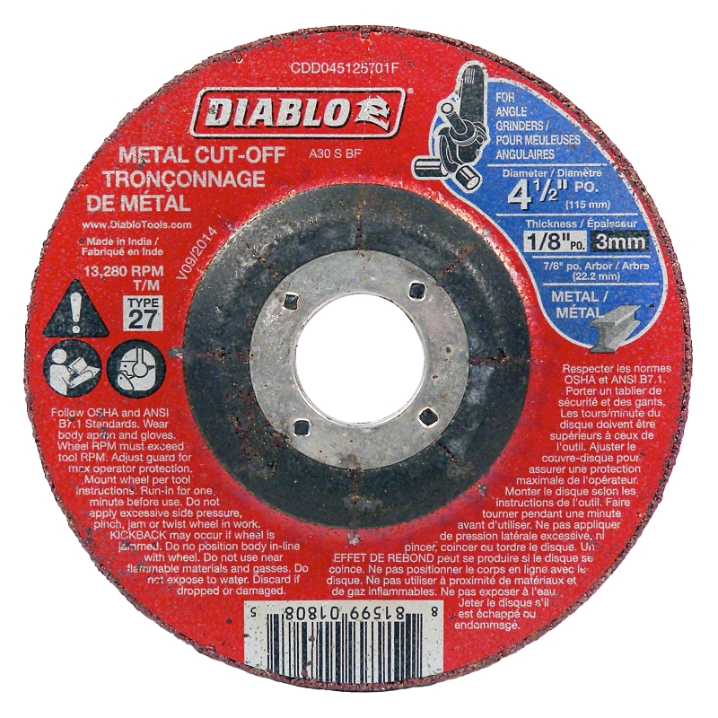 DISC CUT-OFF MTL 4-1/2X1/8X7/8