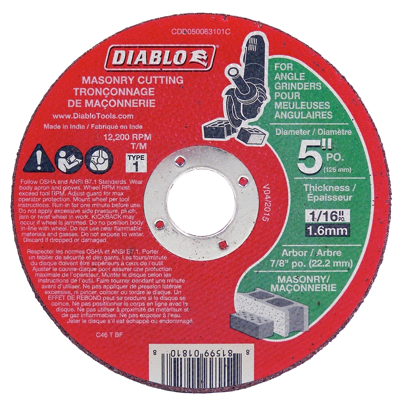 DISC CT-OFF MSNRY 5X1/16X7/8IN