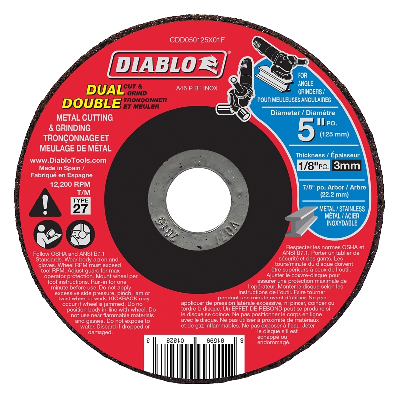 DISC CUT-OFF METAL 5X1/8X7/8IN