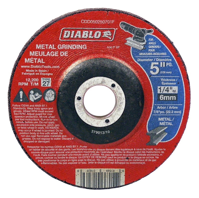 WHEEL GRIND METAL 5X1/4X7/8IN
