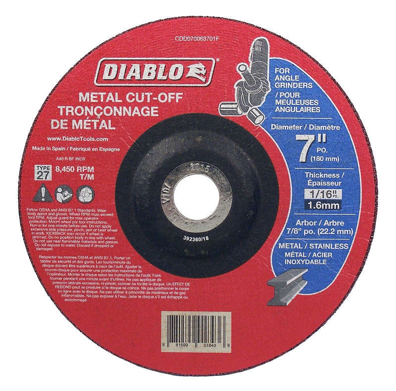 DISC CUT-OFF MTL 7X1/16X7/8IN