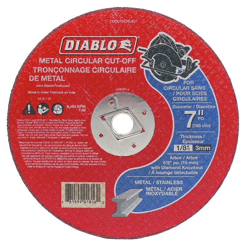 DISC CUT-OFF METAL 7X1/8X5/8IN