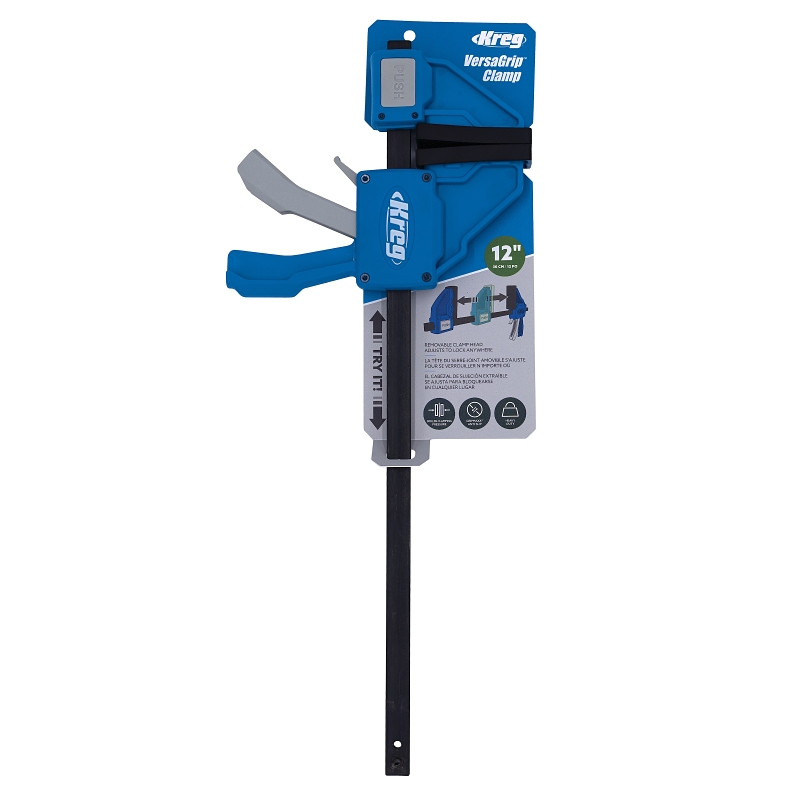 Kreg VersaGrip KVGC12 Bar Clamp, 300 lb, 12 in Max Opening Size, Polymer Body