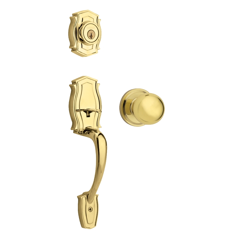 Weiser Heritage x Huntington Series 9GA94710-031 Handleset, 2 Grade, Polished Brass, 2-3/8 to 2-3/4 in Backset