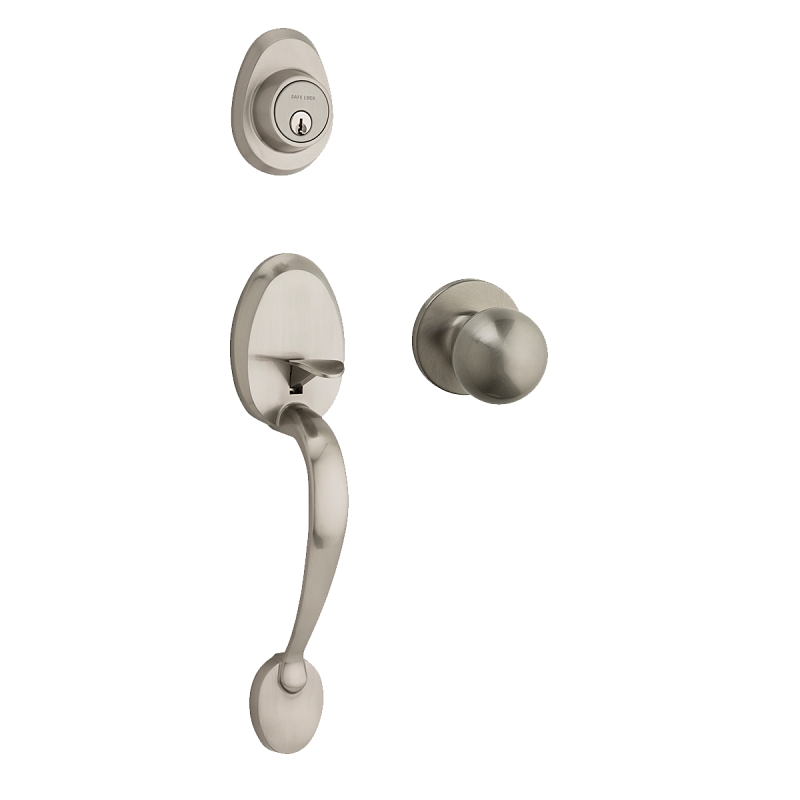 Weiser Daytona x Regina Series 9SH11000-010 Handleset, 3 Grade, Satin Nickel, 2-3/8 to 2-3/4 in Backset, 5-Pin Keyway
