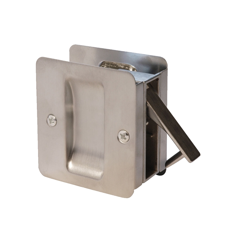 Weiser Square Pocket Door Lock Series 9W10300-003 Passage, Universal Hand, Satin Nickel, 2-3/8 in Backset