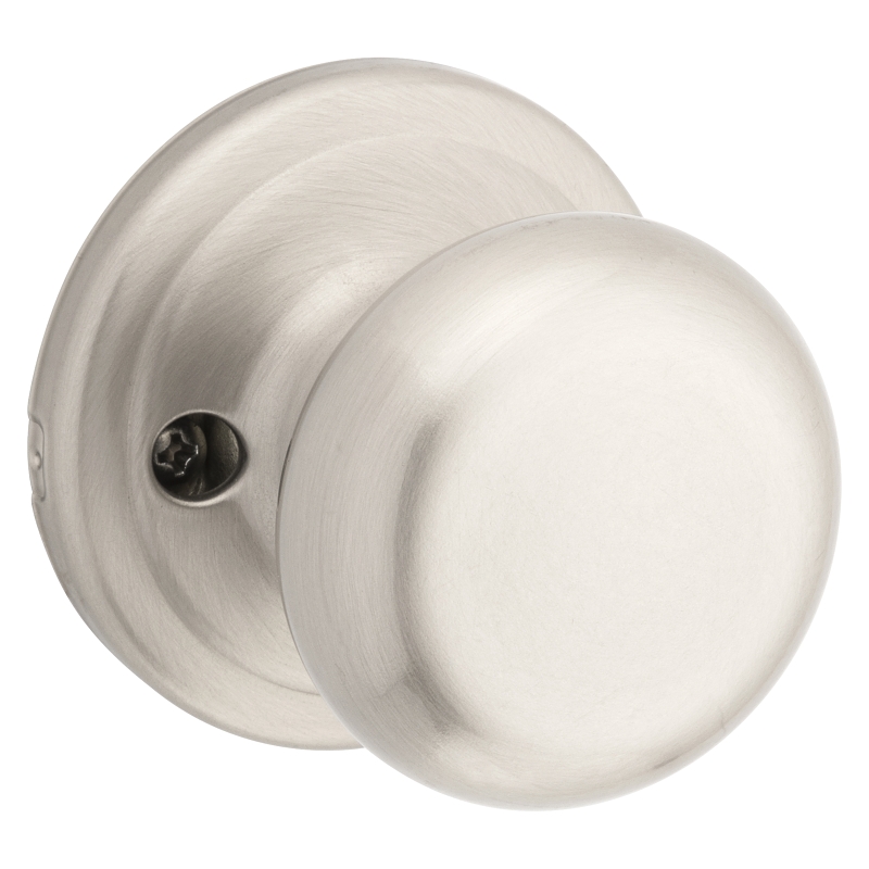 Kwikset 720J 15CP6AL Passage Knob, Juno, Mushroom, 2-5/8 in H x 2-5/8 in W Dimensions, Zinc, Satin Nickel