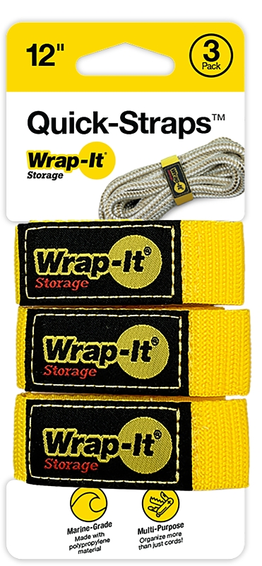 Wrap-It Storage 103-BS-12YE Cord and Rope Organizer, 1 in W, 12 in L, Polypropylene, Yellow