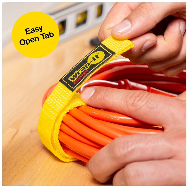 Wrap-It Storage 103-BS-12YE Cord and Rope Organizer, 1 in W, 12 in L, Polypropylene, Yellow