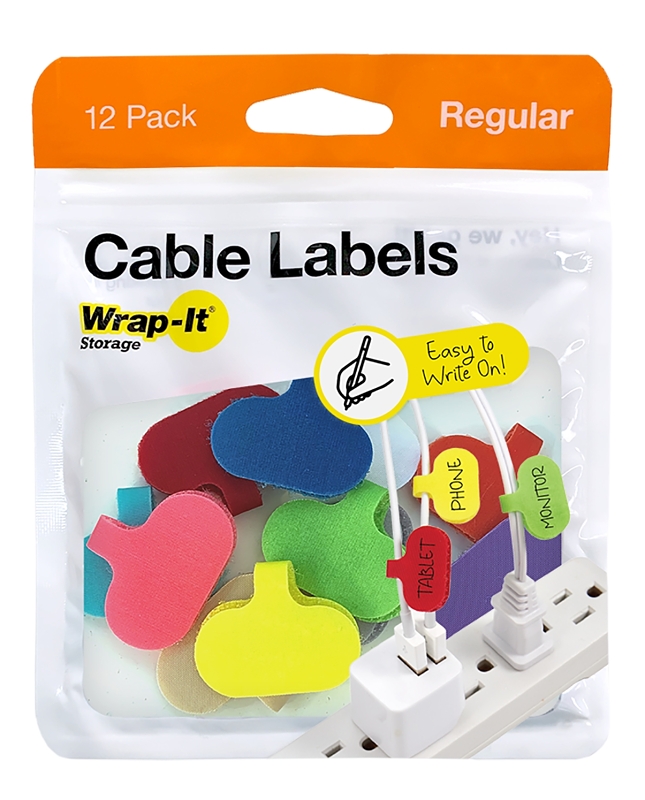 Wrap-It Storage 412-CL-V-MC Small Cable Label, 1.2 in L, 0.63 in W, Nylon, Hook and Loop Attachment