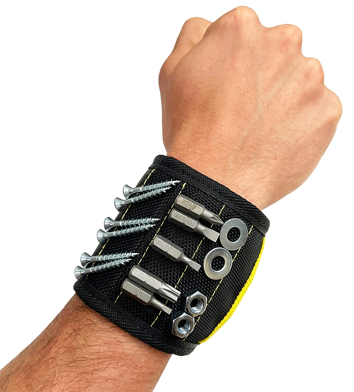 Wrap-It Storage MagSnap 100-MSWB-BL Magnetic Snap Wristband, 6-3/4 in L, 3-3/4 in W, 3 in H, Black