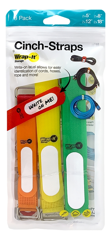 Wrap-It Storage 208-ASST Cinch Strap Storage Strap Set, Assorted