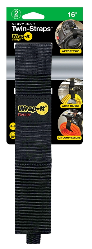 Wrap-It Storage 102-TWIN-16BL Heavy-Duty Twin Strap, 2 in W, 16 in L, Polypropylene, Blue
