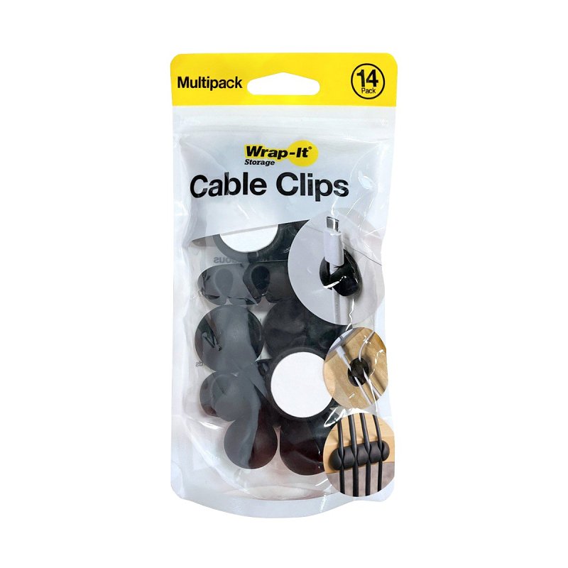 Wrap-It Storage 514-CLIPS-BL Cable Clip, Silicone, Black