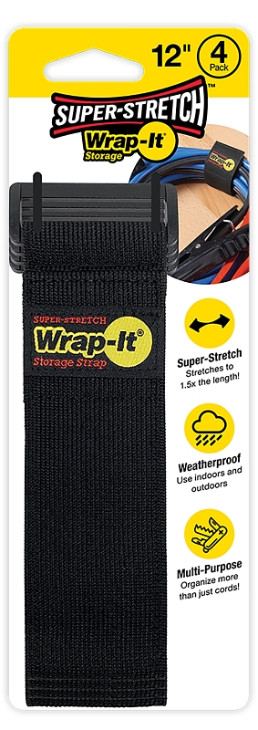 Wrap-It Storage 704-12B Storage Strap, 12 in L, 2 in W, Fastening Method: Hook and Loop