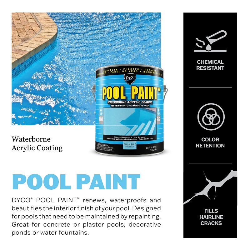 Dyco POOL PAINT DYC3151/1 Swimming Pool Paint, Semi-Gloss, Ocean Blue, 1 gal