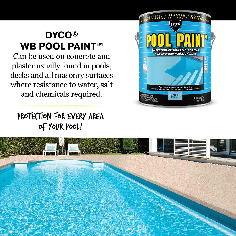 Dyco POOL PAINT DYC3151/1 Swimming Pool Paint, Semi-Gloss, Ocean Blue, 1 gal