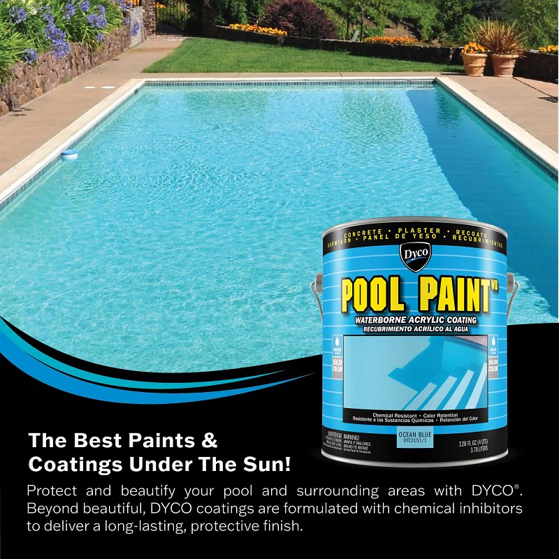 Dyco POOL PAINT DYC3151/1 Swimming Pool Paint, Semi-Gloss, Ocean Blue, 1 gal