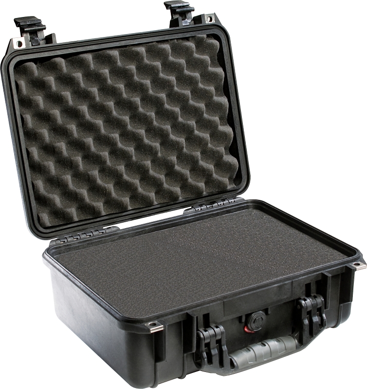 Pelican 1400WF Protector Case with Polyurethane Foam, 13.37 in L, 11.62 in W, 6 in H, Polypropylene, Black