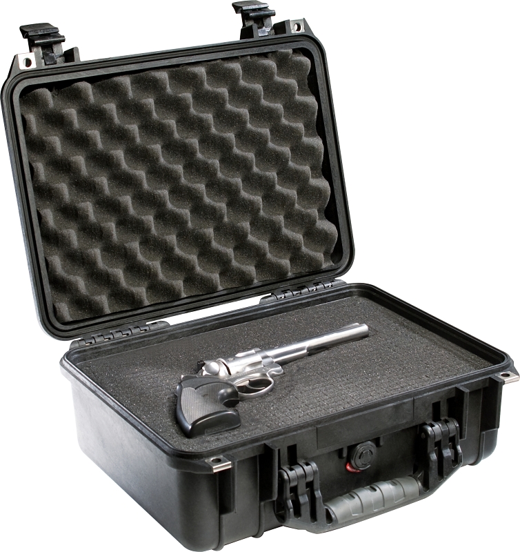 Pelican 1400WF Protector Case with Polyurethane Foam, 13.37 in L, 11.62 in W, 6 in H, Polypropylene, Black