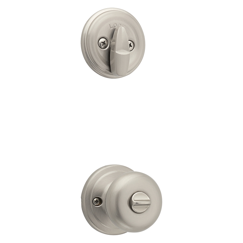 Kwikset 95530-018 Handleset, 2 Grade, Satin Nickel, 2-3/8 x 2-3/4 in Backset, KW1 Keyway, 1-3/4 in Thick Door