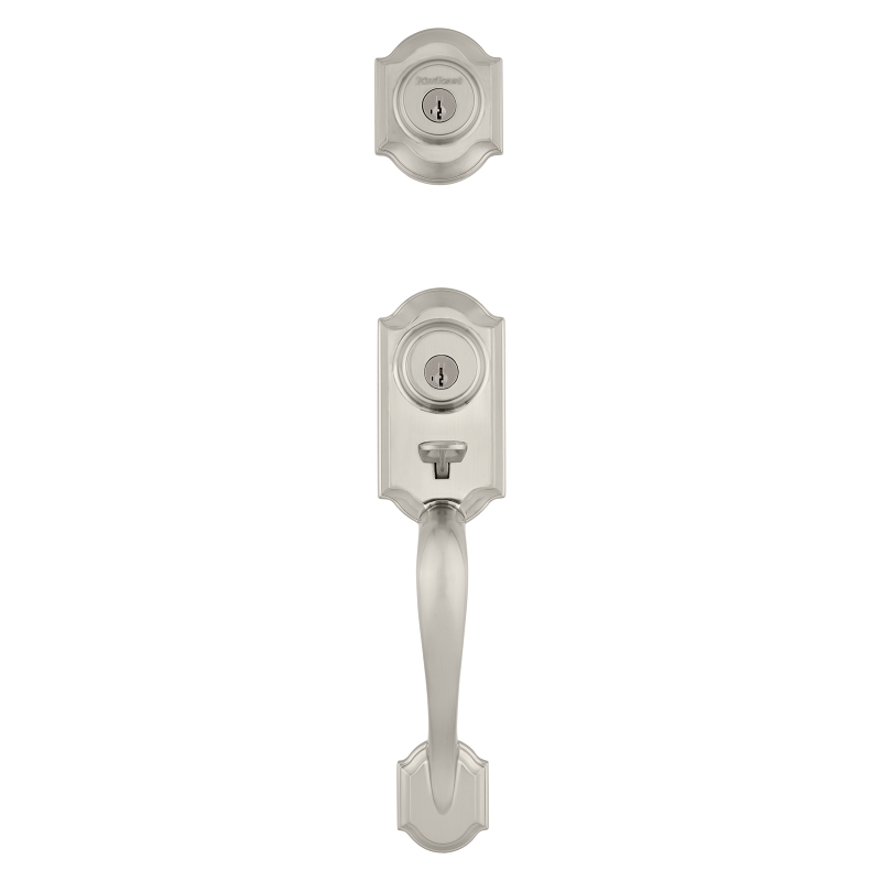 Kwikset 95530-018 Handleset, 2 Grade, Satin Nickel, 2-3/8 x 2-3/4 in Backset, KW1 Keyway, 1-3/4 in Thick Door