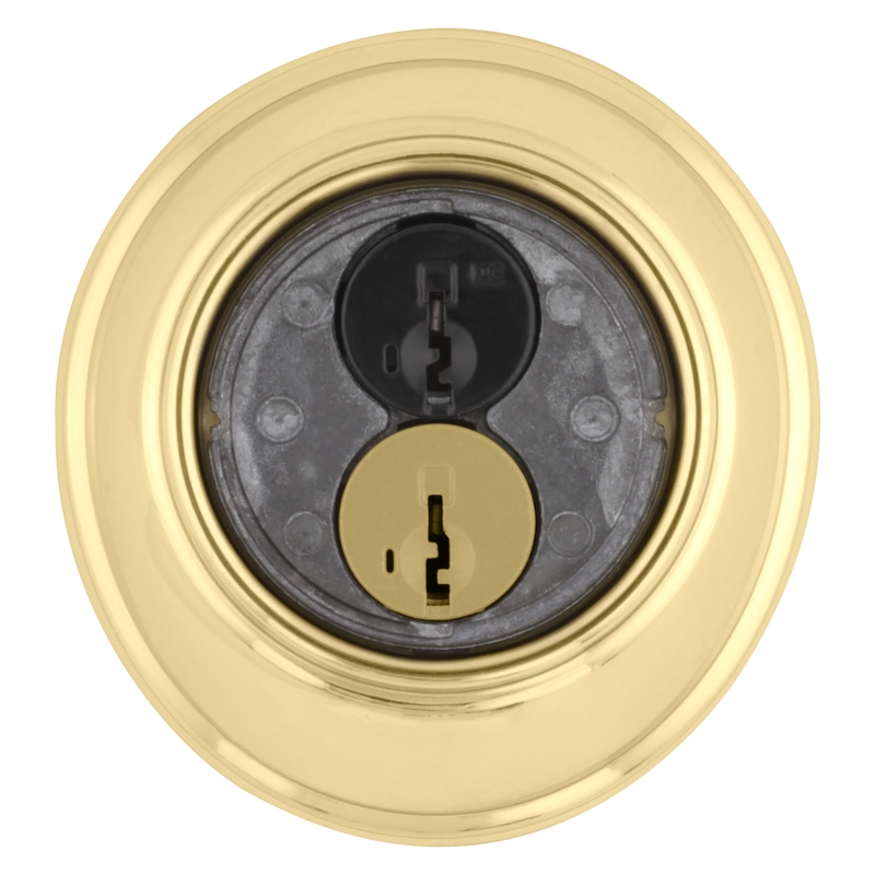 Kwikset 816 3 RCAL/RCS Deadbolt, Alike Key, Steel, Polished Brass, 2-3/8 to 2-3/4 in Backset, SmartKey Keyway