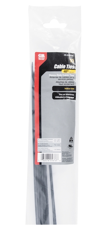 Gardner Bender 45-548UVB Cable Tie, 6/6 Nylon, Black, 48 in L, 10/PK