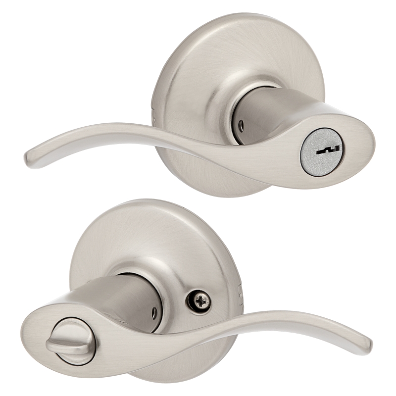 Kwikset 405BL 15 6AL Entry Lever, Thumbturn Lock, Satin Nickel, Zinc, Residential, Reversible Hand, 3 Grade