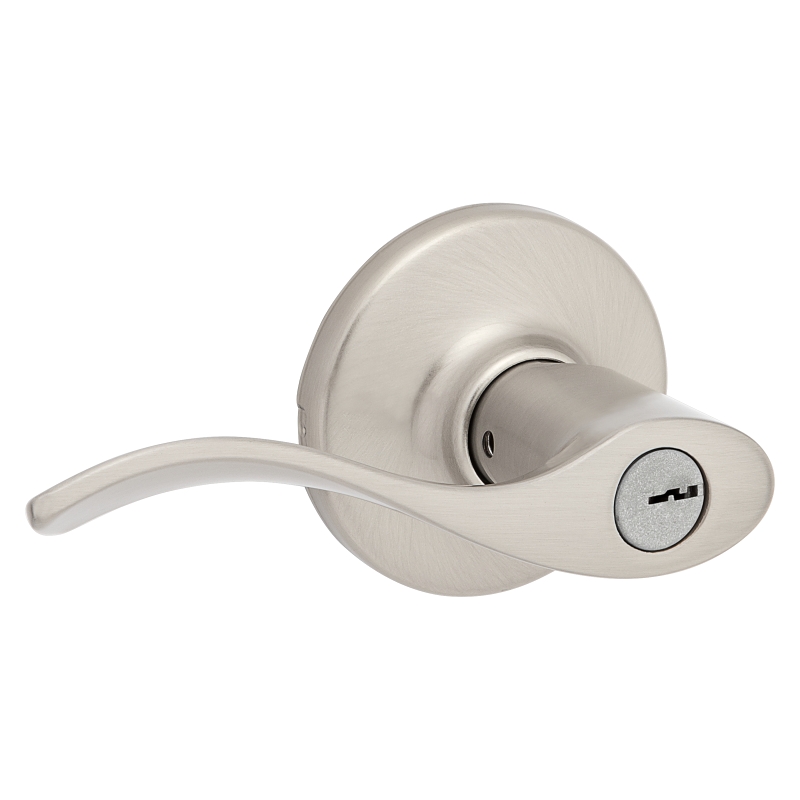 Kwikset 405BL 15 6AL Entry Lever, Thumbturn Lock, Satin Nickel, Zinc, Residential, Reversible Hand, 3 Grade