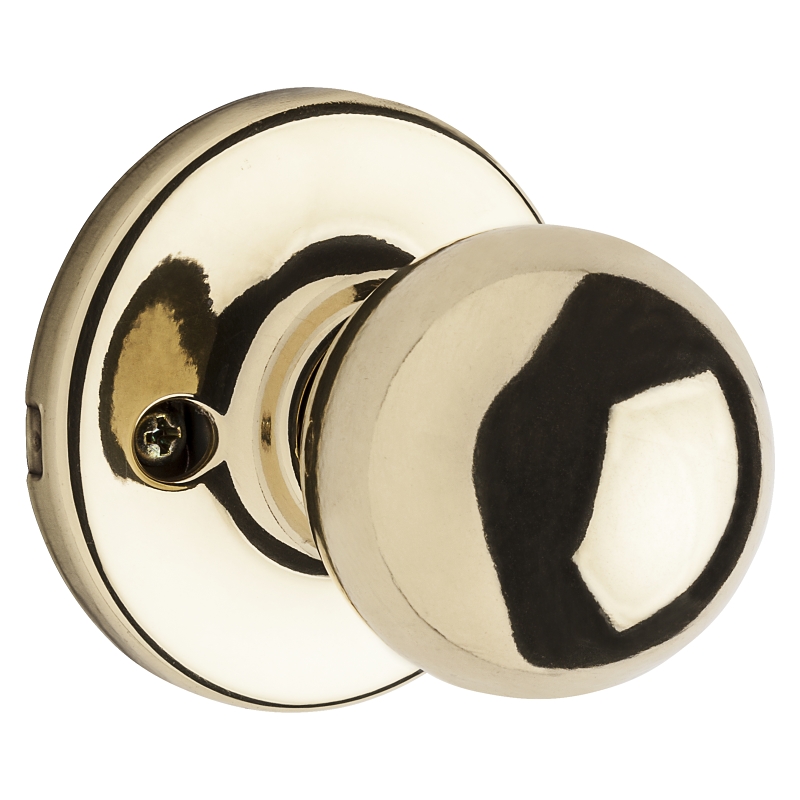 Kwikset 450P 3POLO Storeroom Keyed Entry Knob, Polished Brass, 3 Grade, Reversible Hand