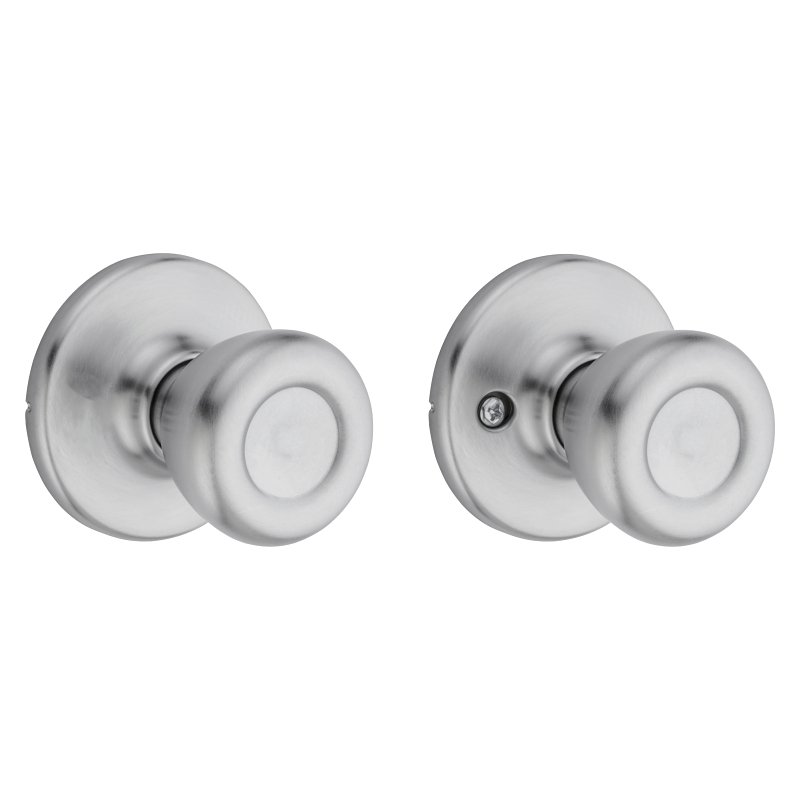 Kwikset 200T26DALRCSV1 Passage Door Knob, 1-7/8 in Dia Knob, Metal, Satin Chrome
