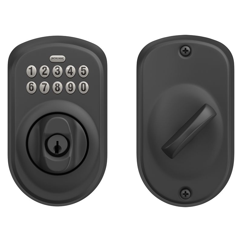 Schlage BE365 V PLY 622 Electronic Deadbolt, 19 Number of User Codes, 1 in Projection, Matte Black, 1 Grade, 1 CD