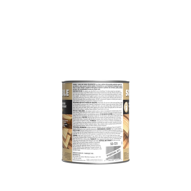 Solvable 53-721 Clear-Coat Wood Preservative, Colorless, Liquid, 946 mL