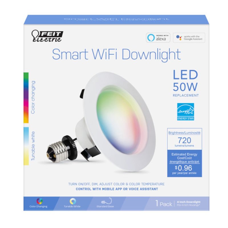 Feit Electric LEDR4/RGBW/AG Downlight, 8 W, 120 V, LED Lamp, Aluminum, White