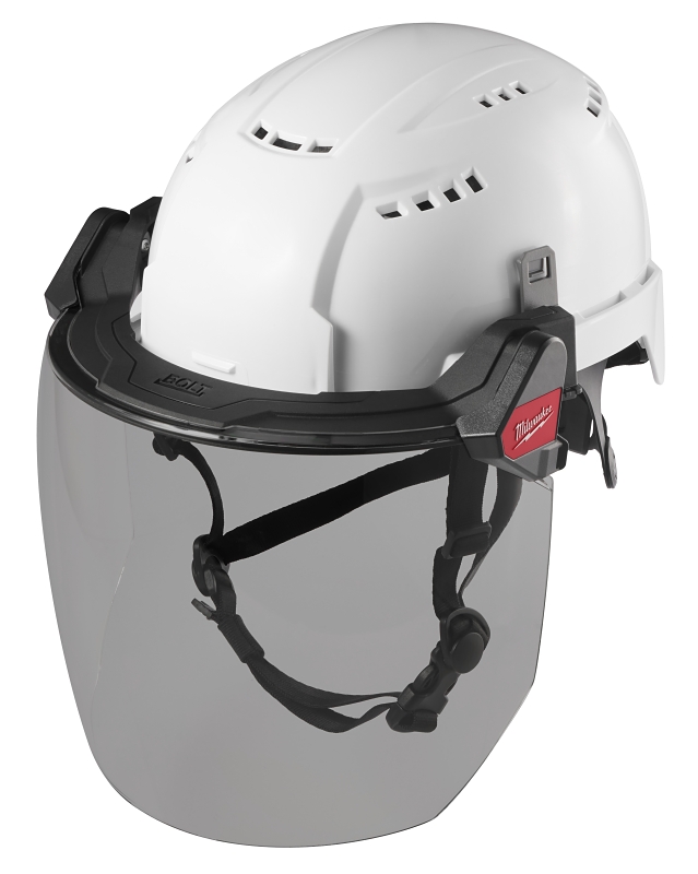 Milwaukee BOLT 48-73-1425 Full Face Shield, 10 in W Visor, 9-1/2 in H Visor, 0.06 in Thick Visor, Gray Visor