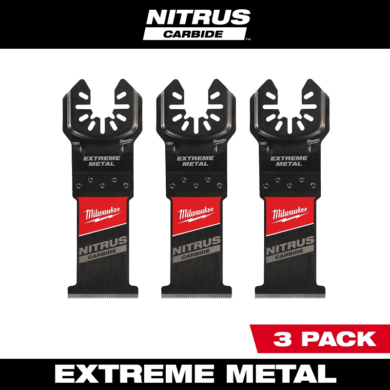 Milwaukee NITRUS CARBIDE Series 49-25-1563 Oscillating Multi-Tool Blade, Carbide, 1-3/8 in D Cutting, 3/PK