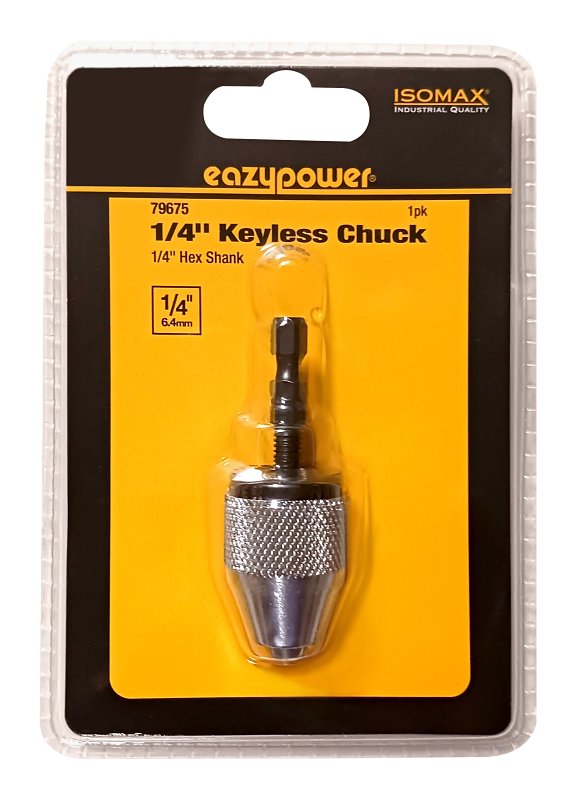 Eazypower 79675 Drill Chuck, 1/4 in Chuck, Steel, Keyless