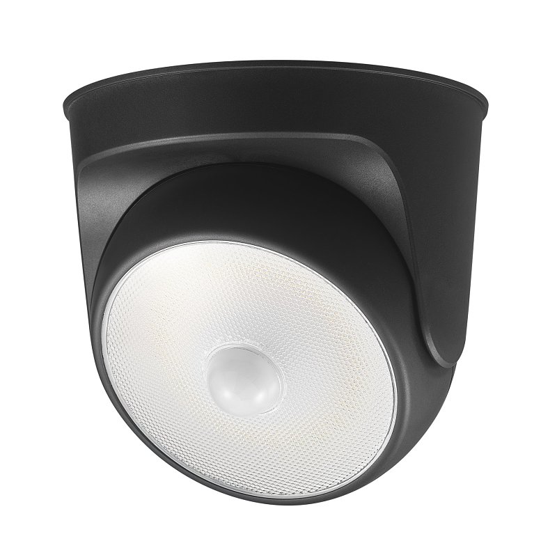 globe 17000183 Security Orb Light, LED Lamp, Daylight, 250 Lumens, 4000 K Color Temp, Black Fixture
