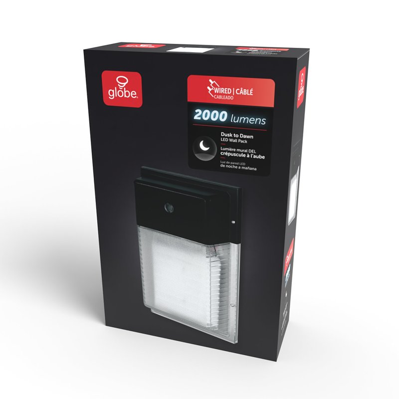 globe 17000197 Traditional Wall Pack, LED Lamp, 2000 Lumens, 4000 K Color Temp